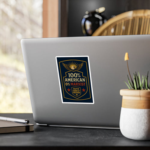 100% American 0% Marxist Shield Sticker - Patriot Decal - Conservative Anti - Marxism Gear - My Maga Swag