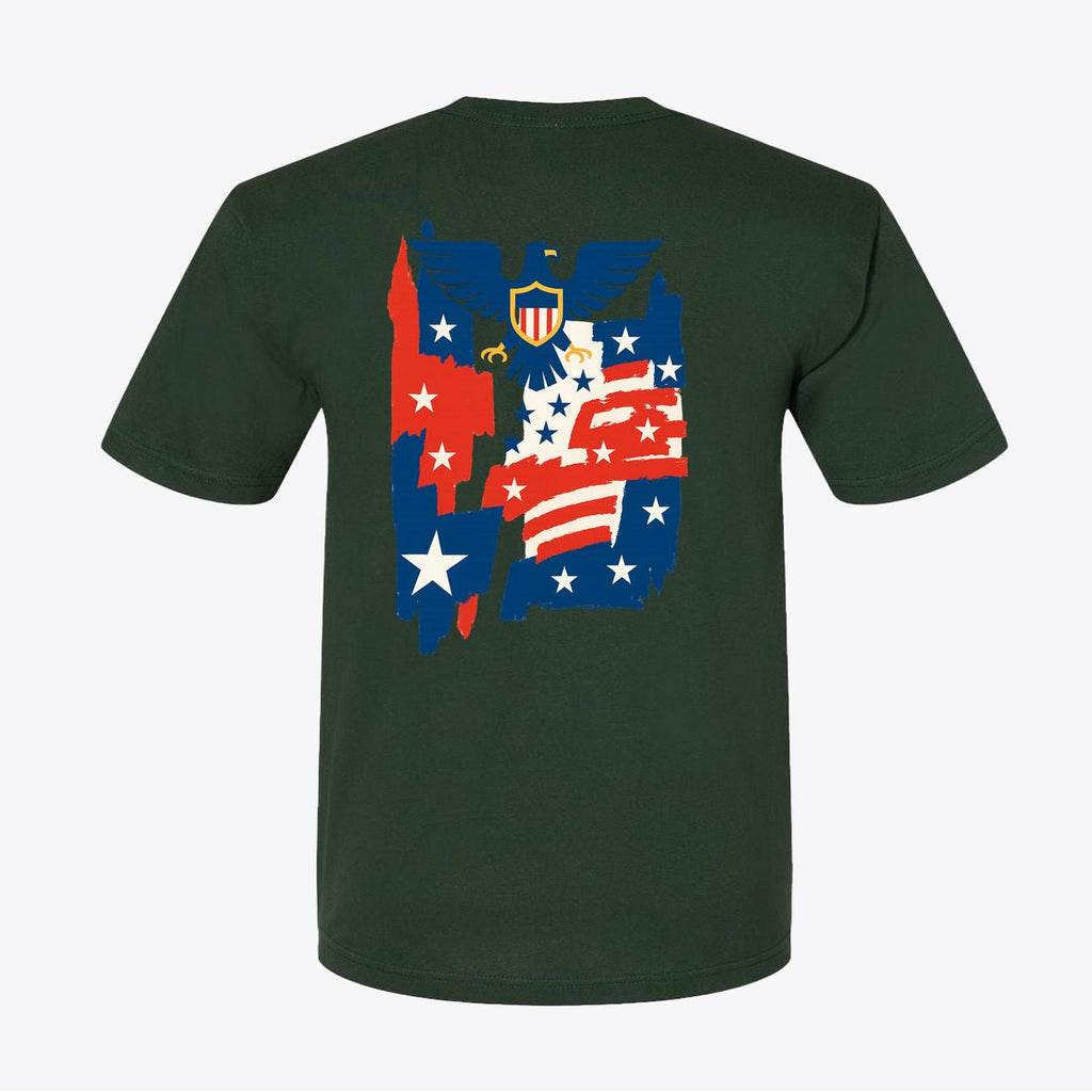 100% American Made Urban Patriot Brushstroke Tee - Union Sewn Eagle Flag Shirt - Unisex - My Maga Swag