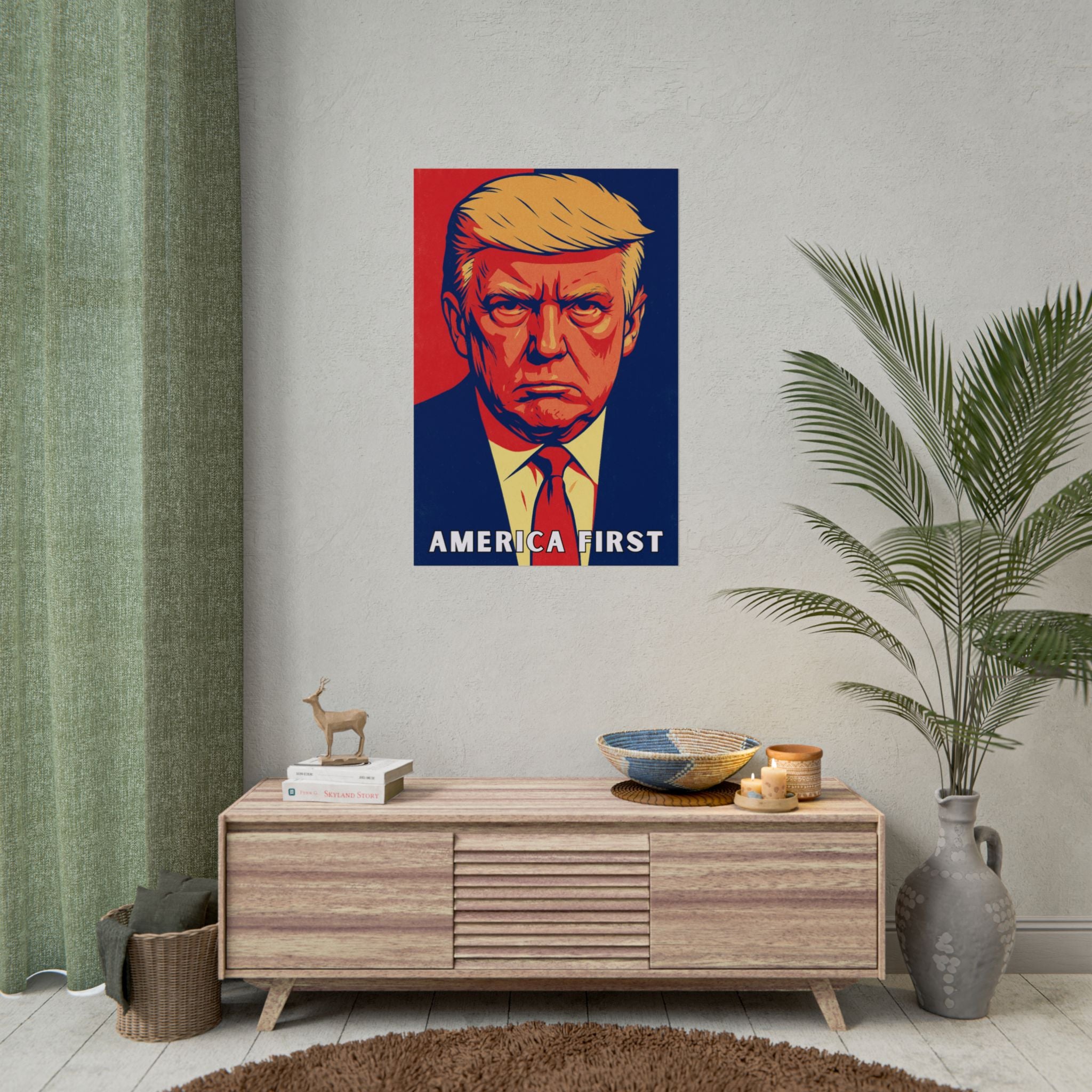 Trump America First Poster - America First Political Art Print - Trump Campaign Memorabilia - Vintage Style Wall Art