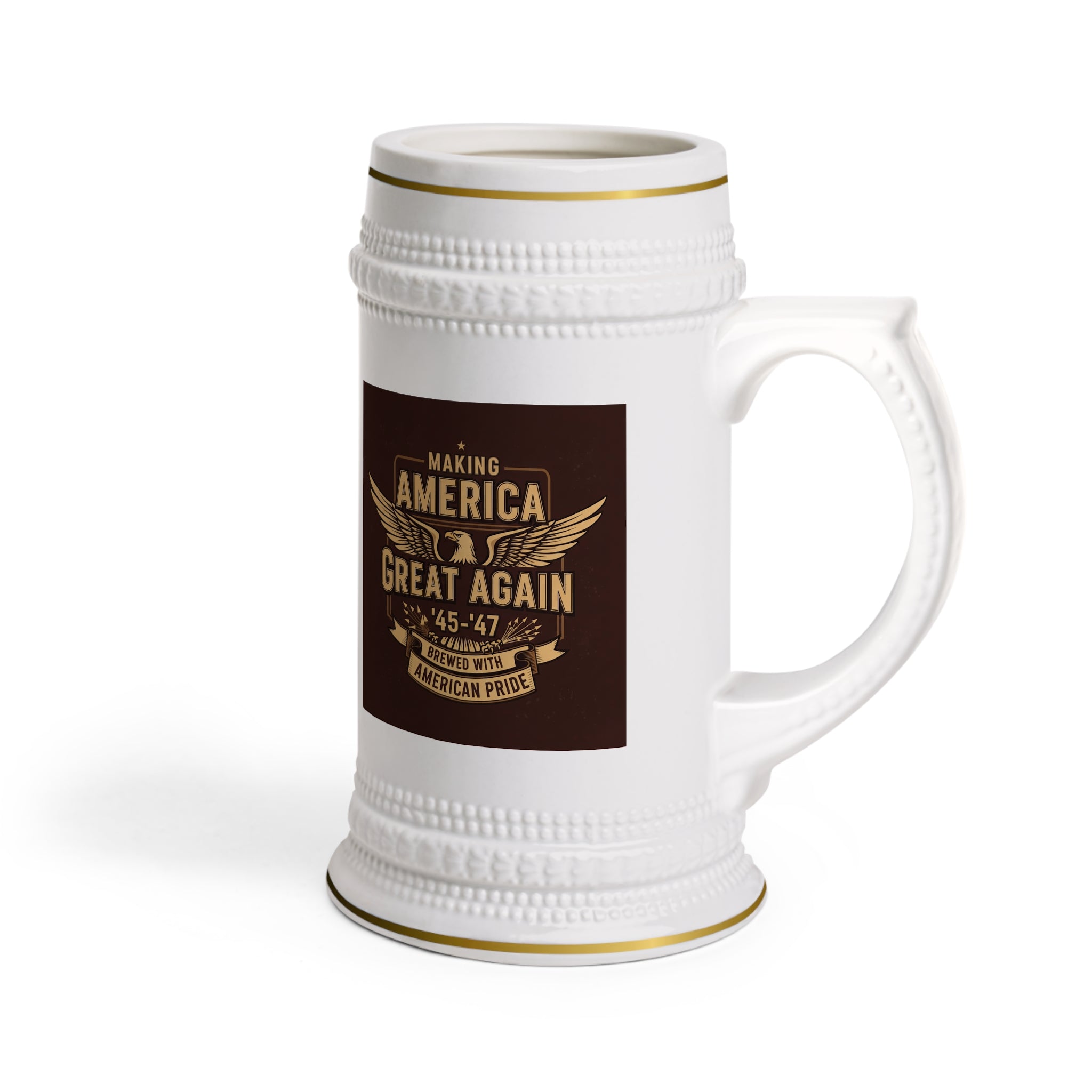 Patriotic MAGA Beer Stein | Trump America First Drinkware