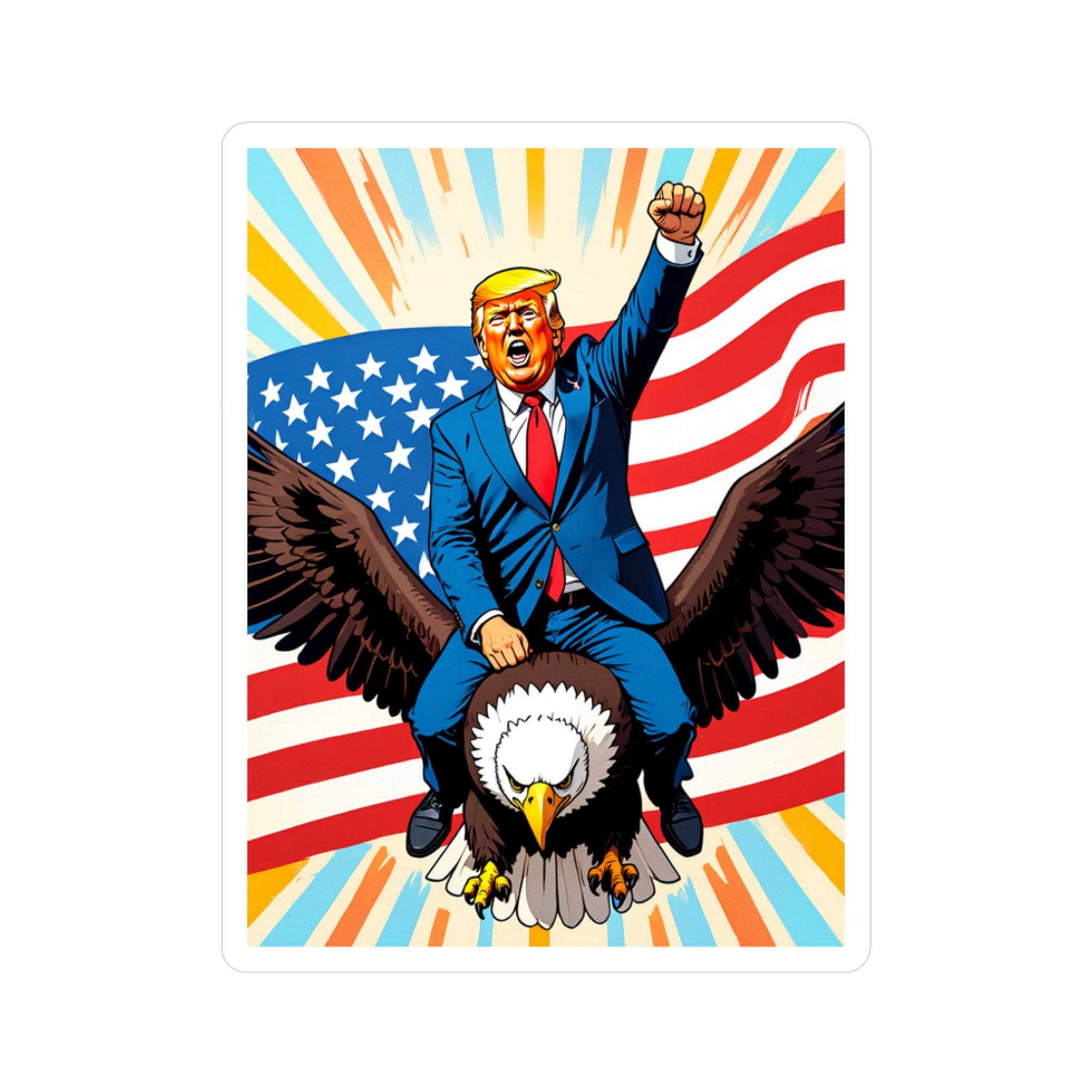 Trump Eagle Rider Sticker - Patriotic MAGA America First Decal - American Flag Design