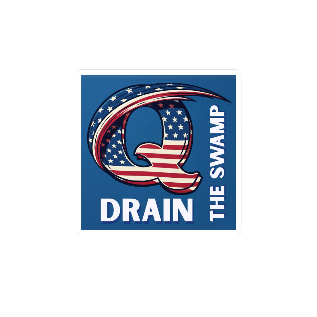 Patriotic "Q Drain The Swamp" Sticker - Premium American Flag Vinyl Sticker
