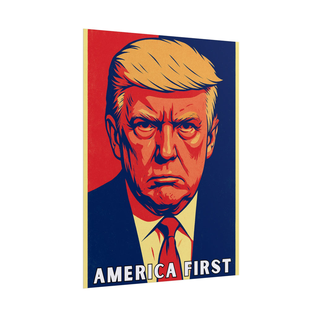 Trump America First Poster - America First Political Art Print - Trump Campaign Memorabilia - Vintage Style Wall Art