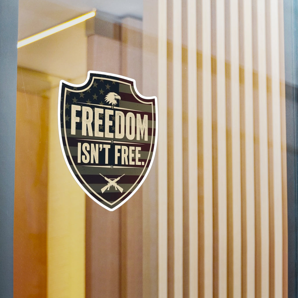 Freedom Isn't Free Shield Sticker | Patriotic American Eagle Flag Decal | Premium Vinyl