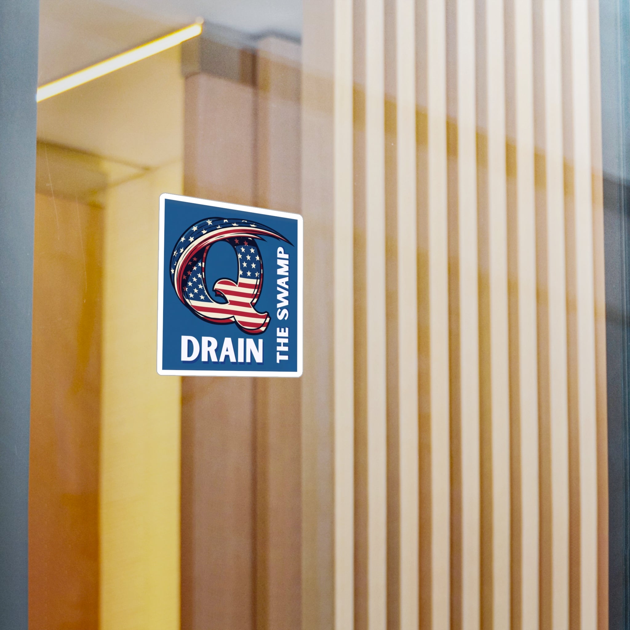 Patriotic "Q Drain The Swamp" Sticker - Premium American Flag Vinyl Sticker