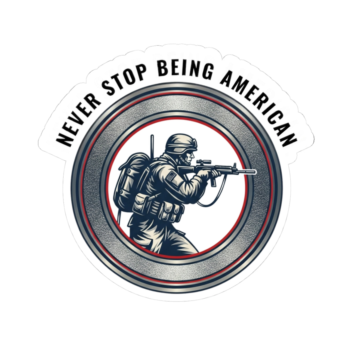 Patriotic American Soldier Sticker - Military Support Decal - Vinyl Waterproof USA Pride Bumper Sticker