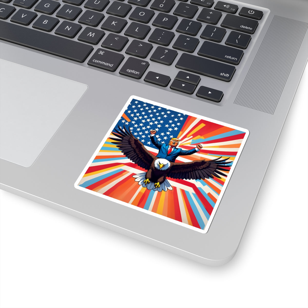 Trump Eagle Rider Sticker - Patriotic MAGA America First Decal - Square Design