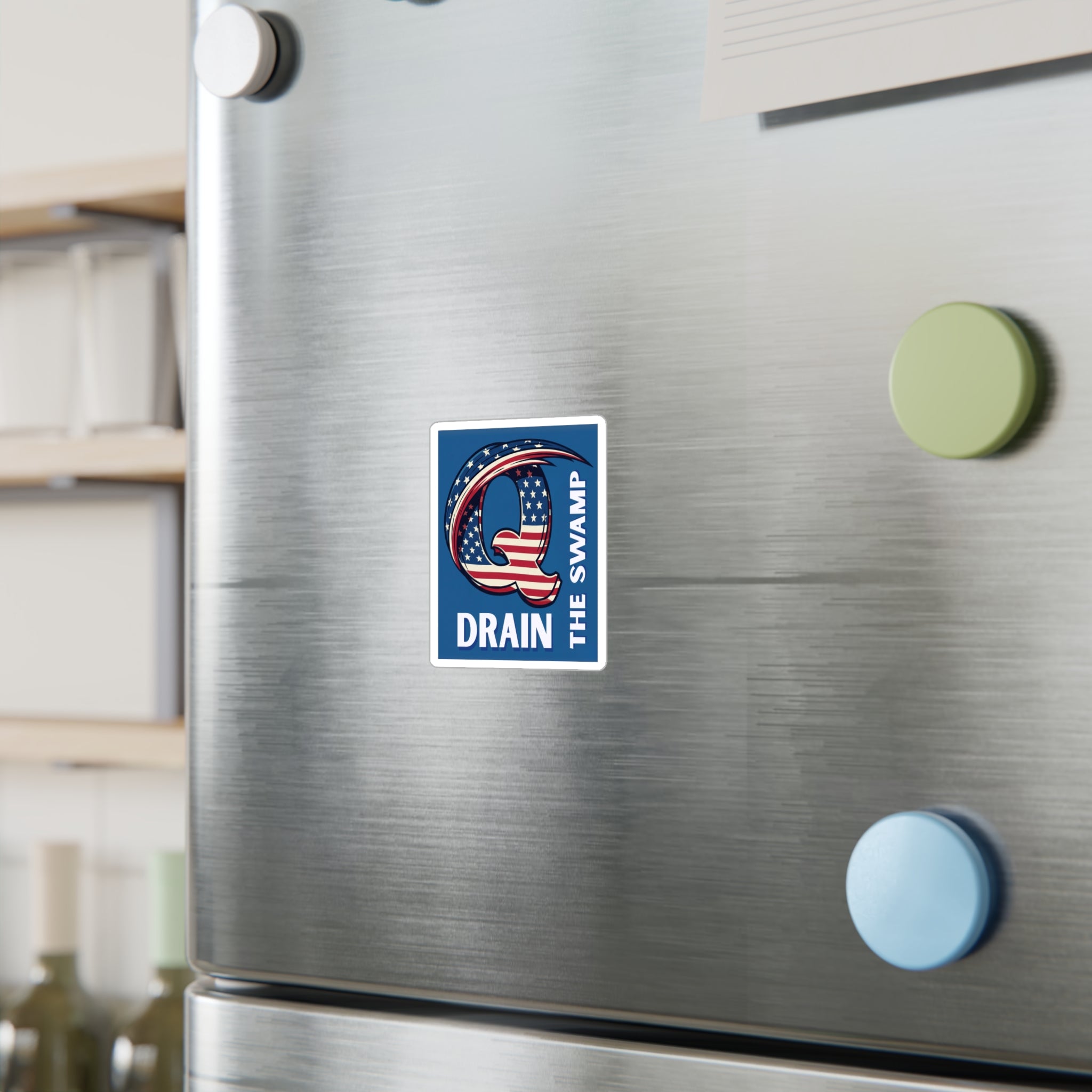Patriotic "Q Drain The Swamp" Sticker - Premium American Flag Vinyl Sticker
