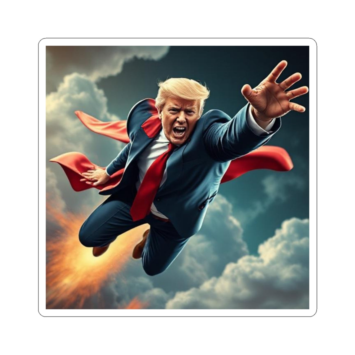 Trump Superhero Sticker - America First Patriotic Decal - Premium Vinyl