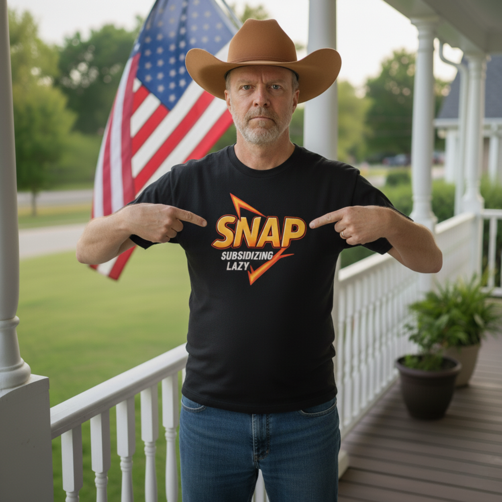 SNAP Satire Tee – “Subsidizing Lazy” Bold Graphic Shirt | Made in USA