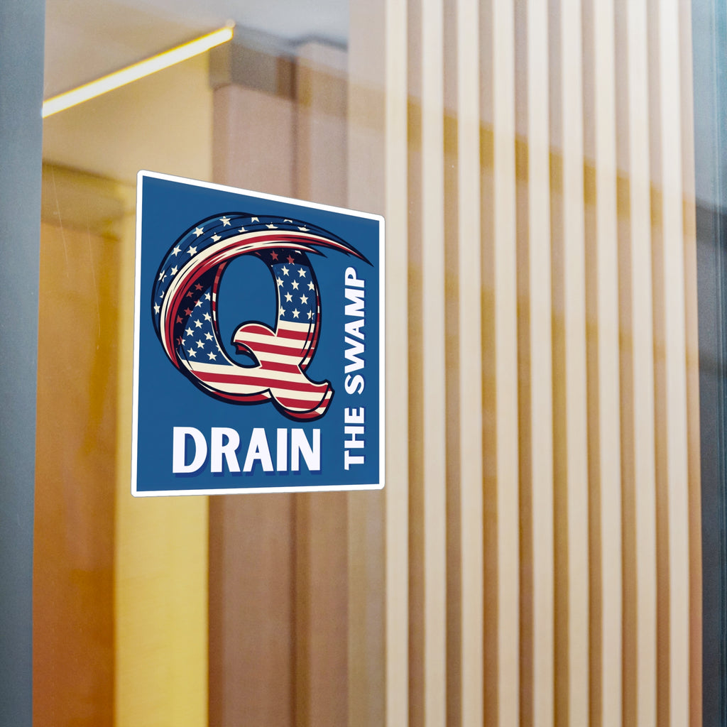 Patriotic "Q Drain The Swamp" Sticker - Premium American Flag Vinyl Sticker