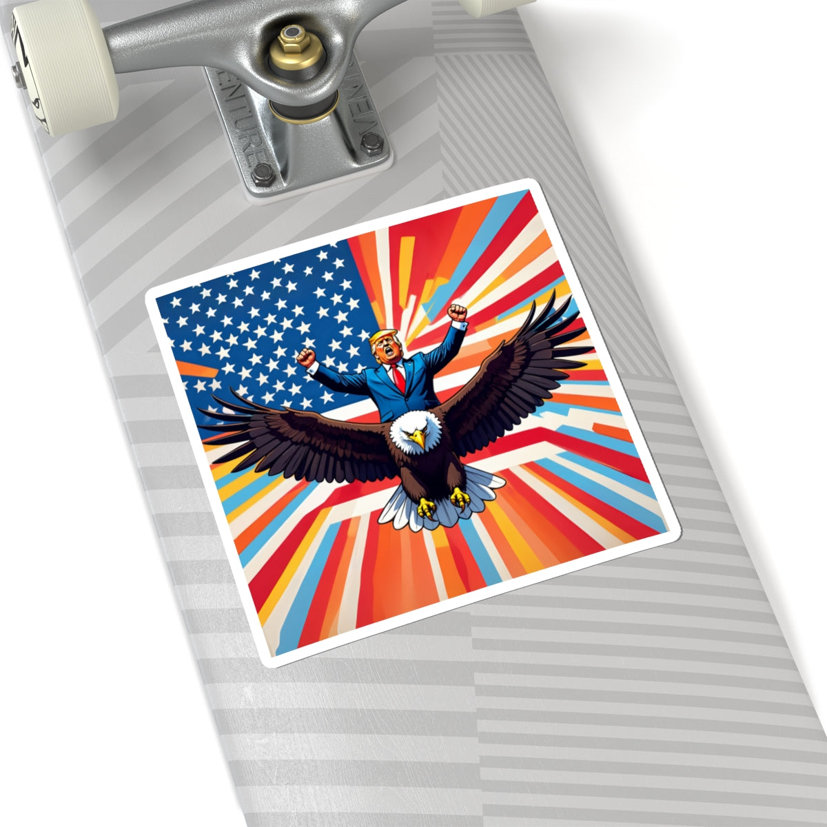 Trump Eagle Rider Sticker - Patriotic MAGA America First Decal - Square Design