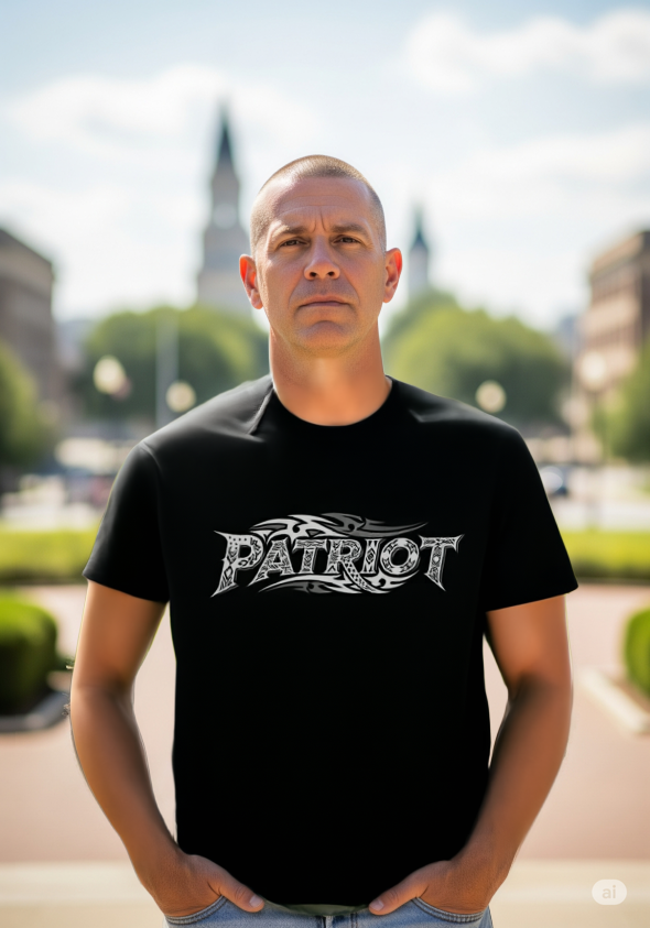 PATRIOT Pencil Design T-Shirt - Premium Cotton Patriotic Tee - Made in USA - Unisex Short Sleeve