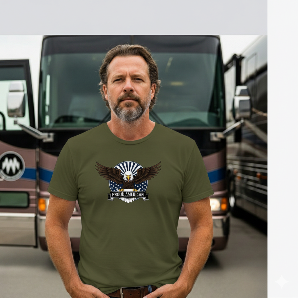 Proud American Patriotic Eagle T-Shirt - America First Trump Supporter Proud American Flag Design - Premium Quality Patriotic Apparel