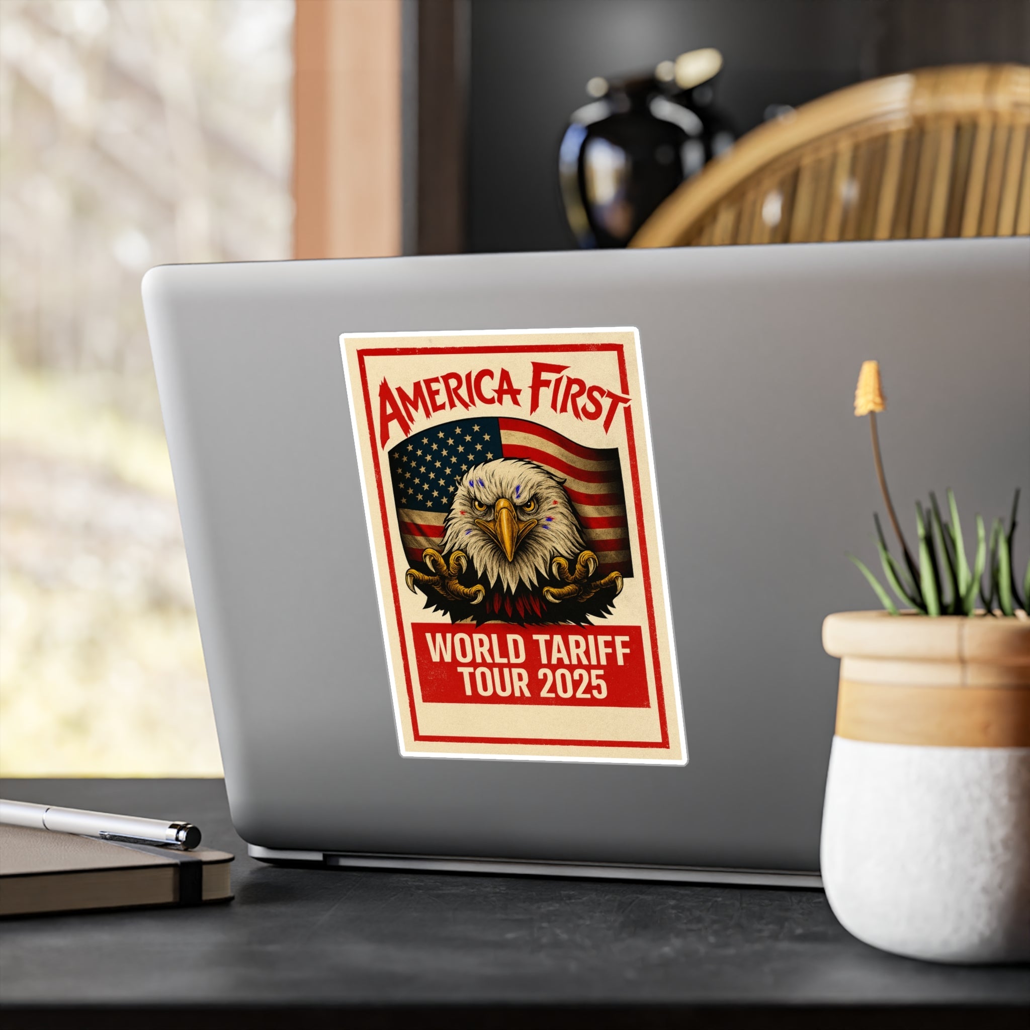 America First Sticker - Patriotic Eagle Decal - Conservative Pro - Tariff Merchandise - My Maga Swag
