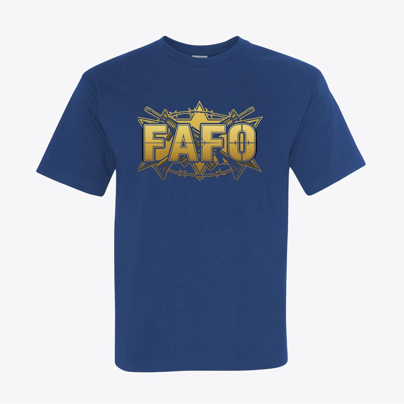 FAFO Tactical Gold Tee – Patriotic Crosshair & Rifle Graphic Shirt - Made in USA - My Maga Swag