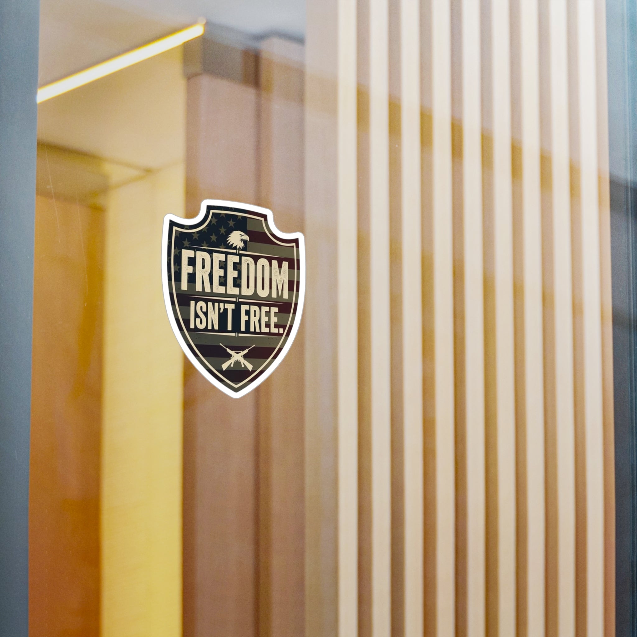 Freedom Isn't Free Shield Sticker | Patriotic American Eagle Flag Decal | Premium Vinyl - My Maga Swag