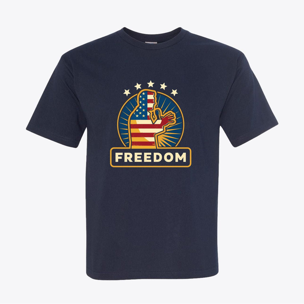 Freedom Patriotic T-Shirt - American Flag Fist Design - Unixex Cotton Tee - My Maga Swag
