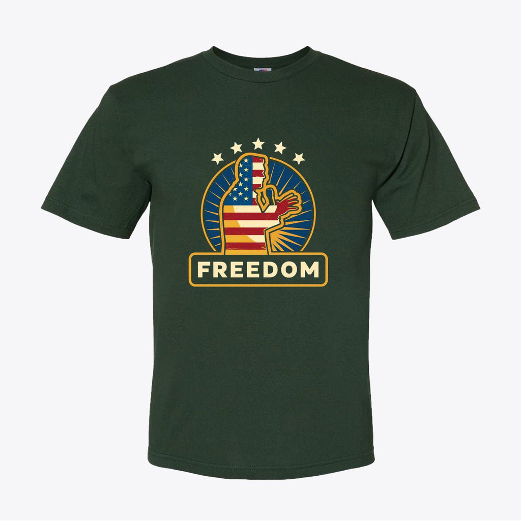 Freedom Patriotic T-Shirt - American Flag Fist Design - Unixex Cotton Tee - My Maga Swag