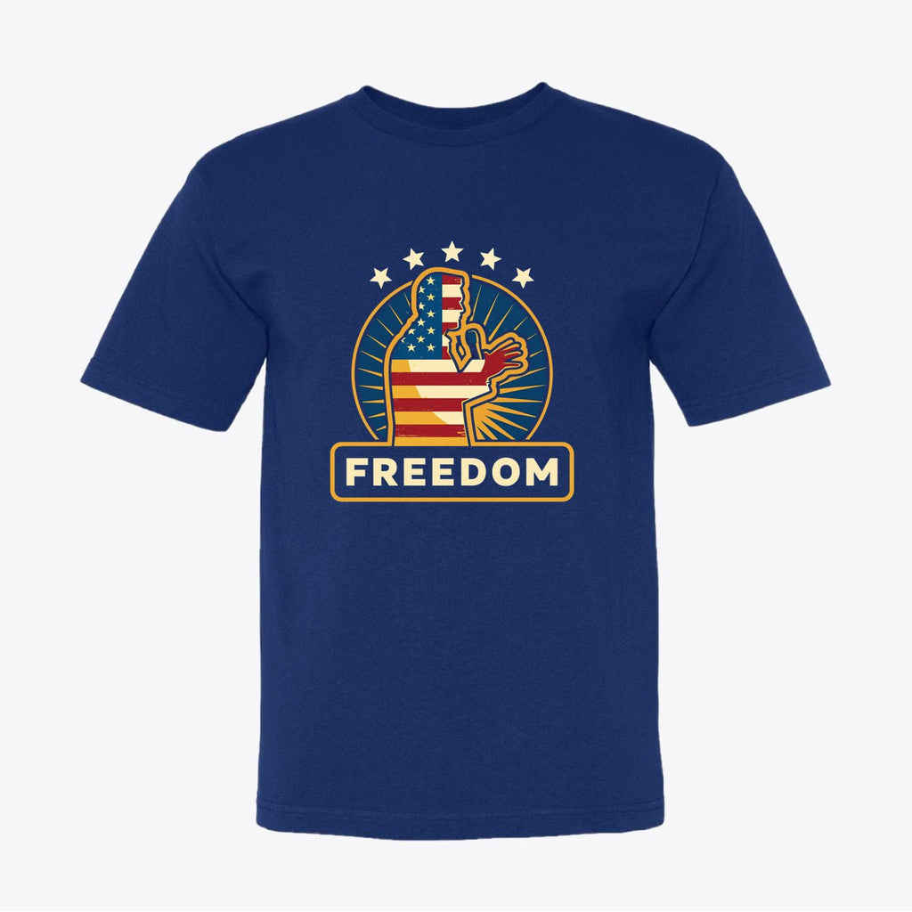 Freedom Patriotic T-Shirt - American Flag Fist Design - Unixex Cotton Tee - My Maga Swag