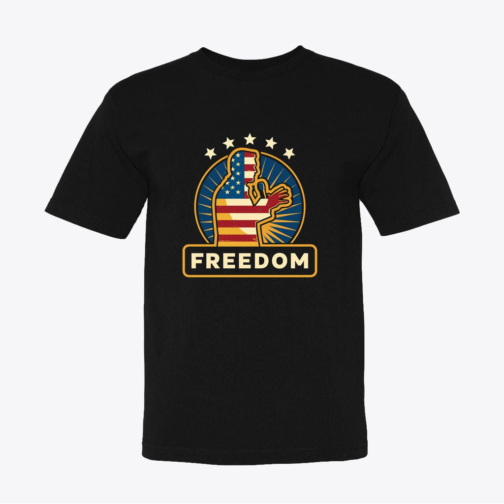 Freedom Patriotic T-Shirt - American Flag Fist Design - Unixex Cotton Tee - My Maga Swag