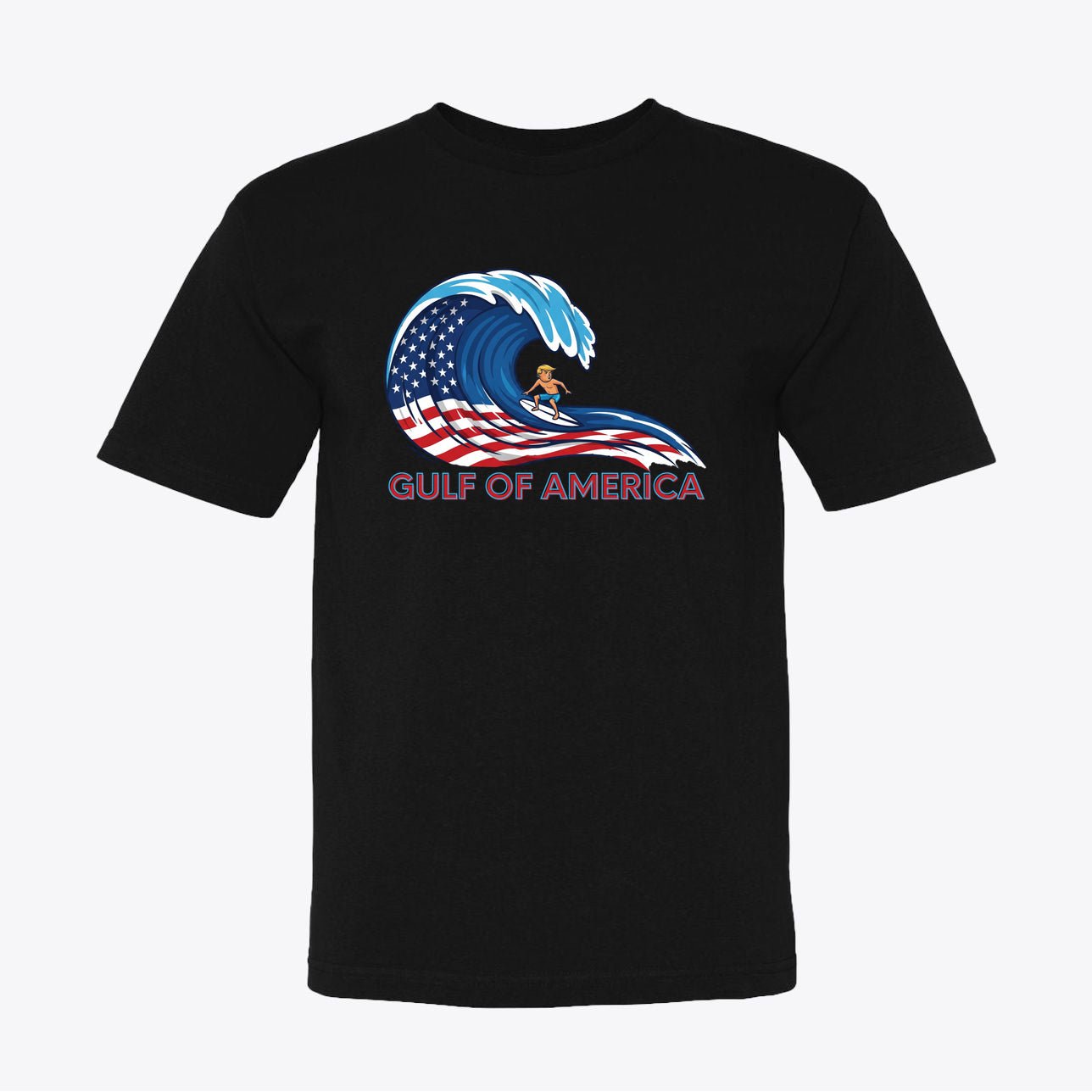 Gulf of America Surf T-Shirt, Cool Beach Tee for Summer, Unisex Graphic Shirt, American Wave Design, Patriotic Gift for Surfers - My Maga Swag