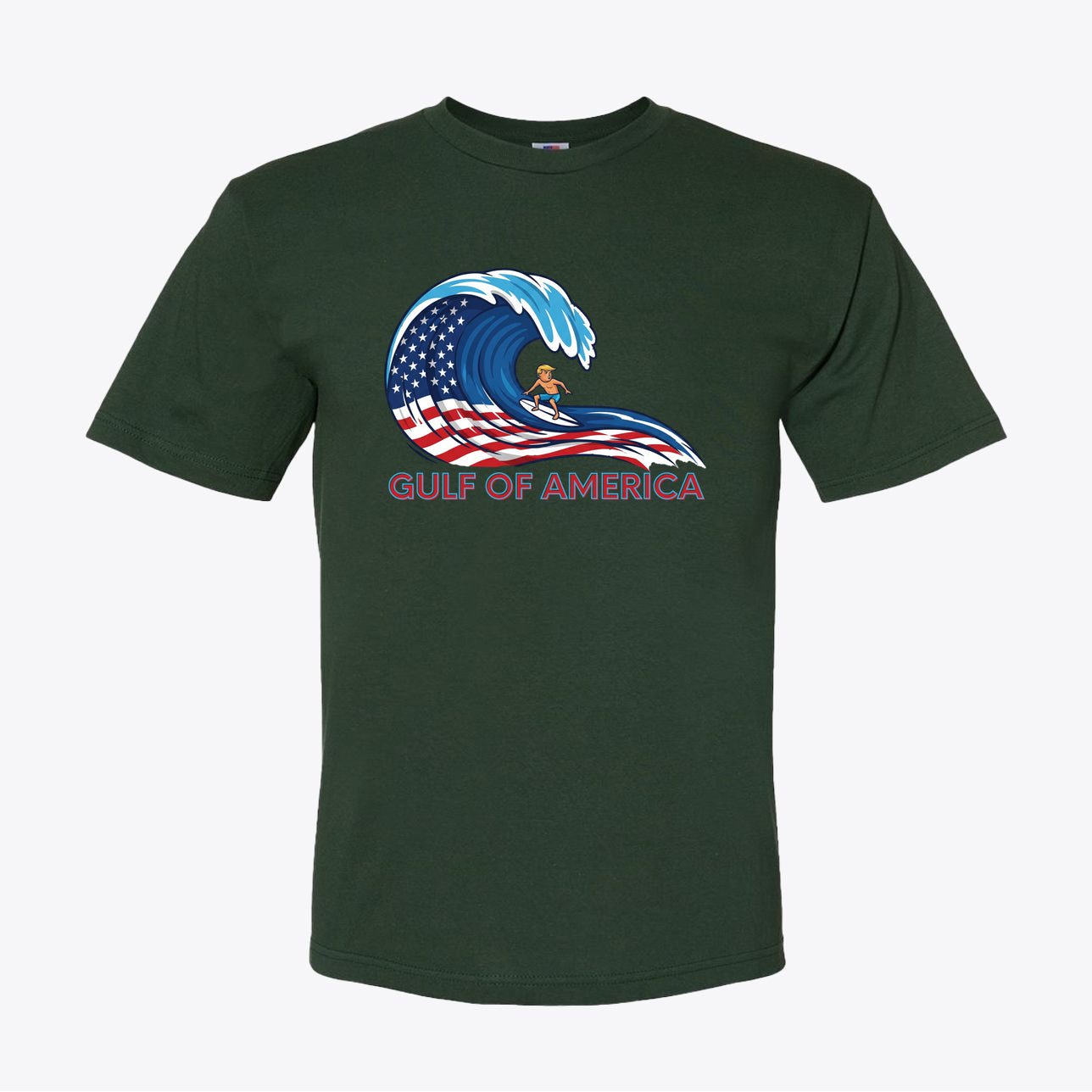 Gulf of America Surf T-Shirt, Cool Beach Tee for Summer, Unisex Graphic Shirt, American Wave Design, Patriotic Gift for Surfers - My Maga Swag