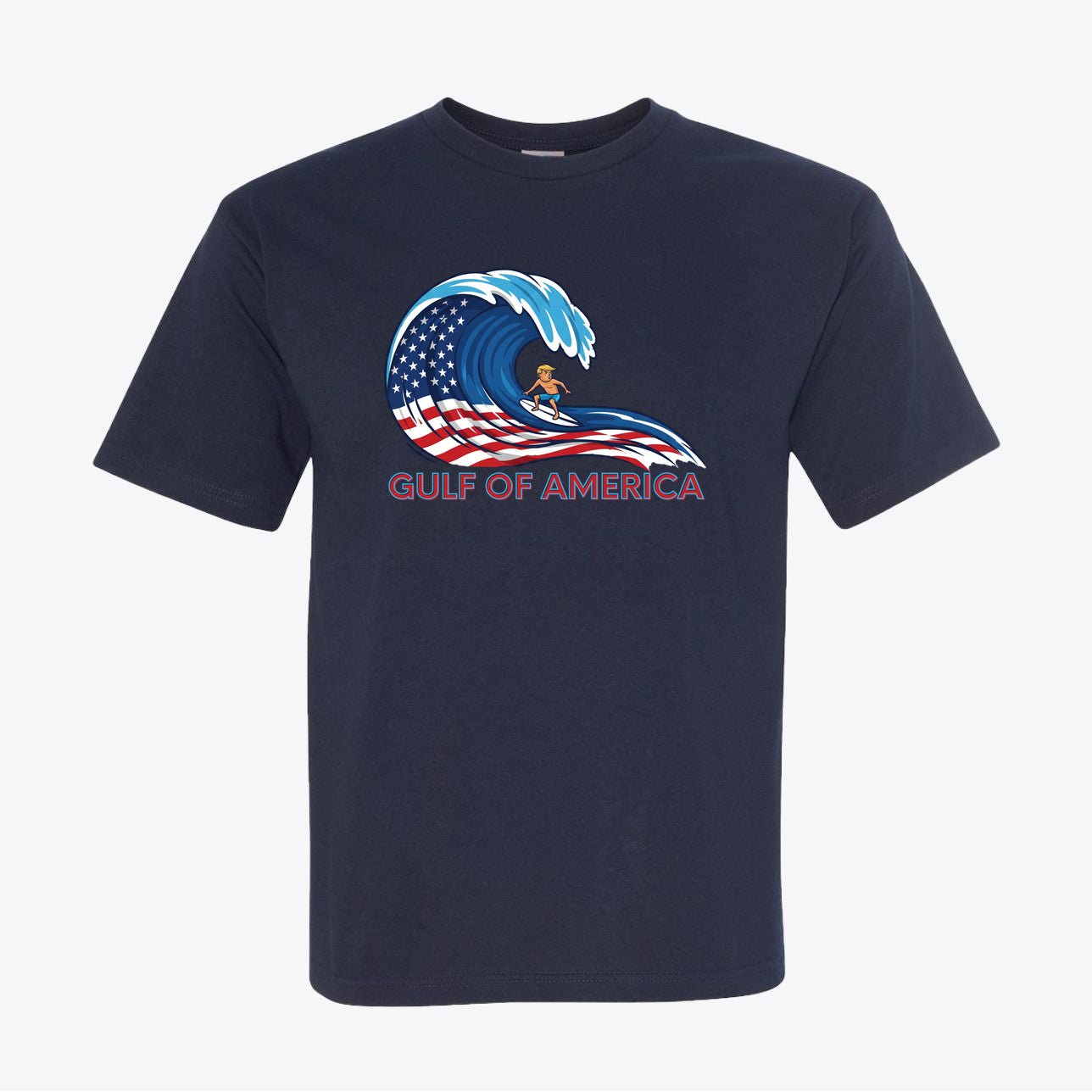 Gulf of America Surf T-Shirt, Cool Beach Tee for Summer, Unisex Graphic Shirt, American Wave Design, Patriotic Gift for Surfers - My Maga Swag