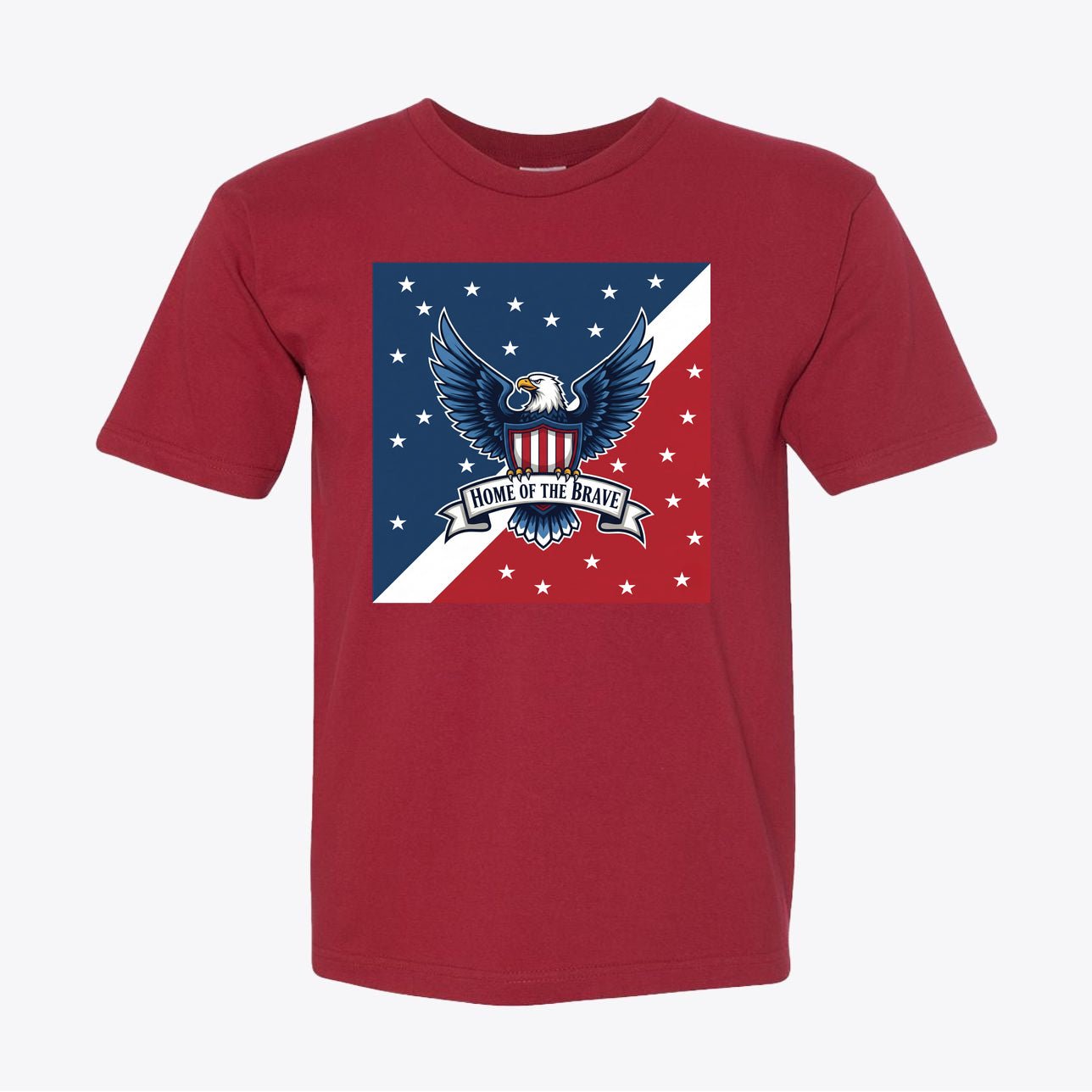 Home of the Brave Patriotic Eagle T-Shirt - American Pride Shirt for Patriots - Red White Blue USA Design - My Maga Swag