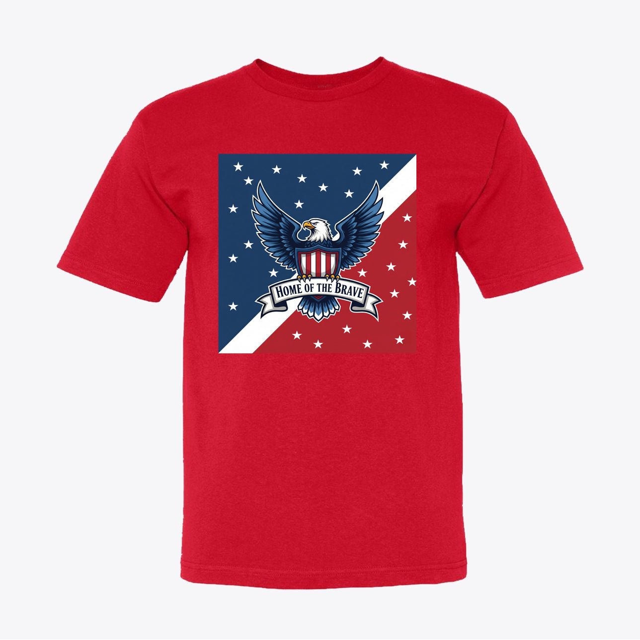 Home of the Brave Patriotic Eagle T-Shirt - American Pride Shirt for Patriots - Red White Blue USA Design - My Maga Swag