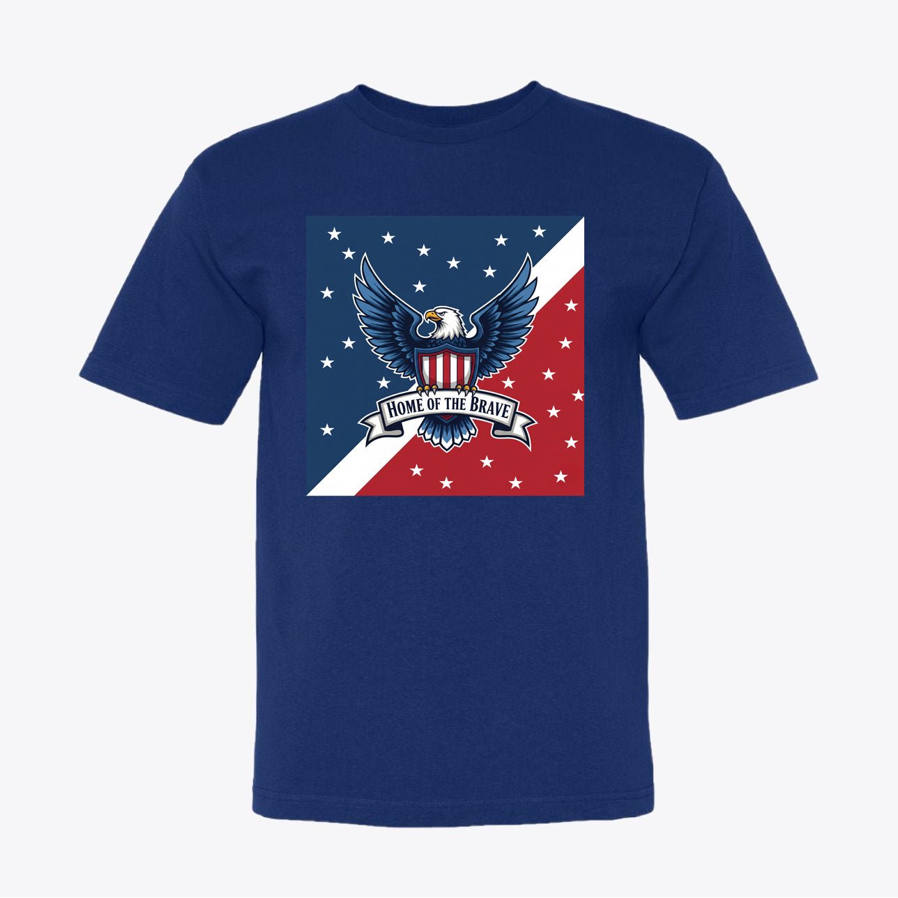Home of the Brave Patriotic Eagle T-Shirt - American Pride Shirt for Patriots - Red White Blue USA Design - My Maga Swag