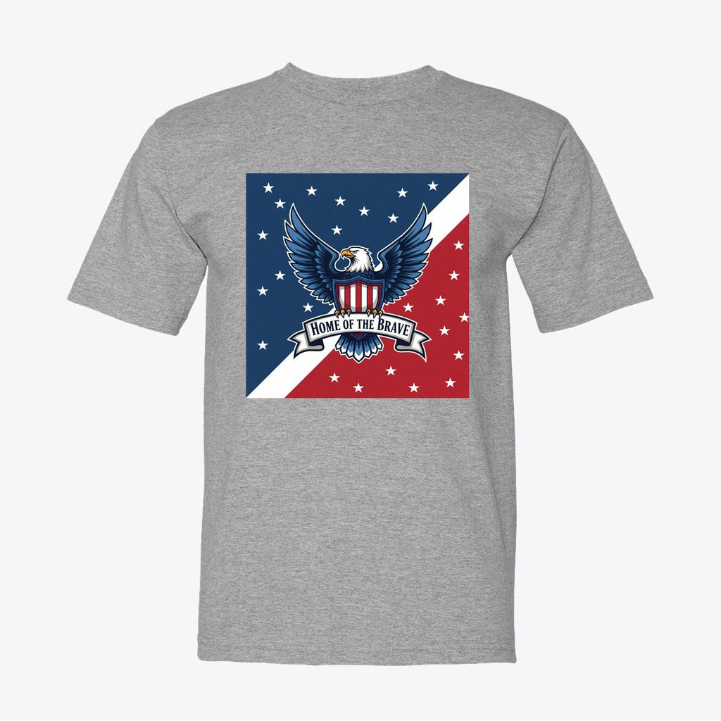 Home of the Brave Patriotic Eagle T-Shirt - American Pride Shirt for Patriots - Red White Blue USA Design - My Maga Swag