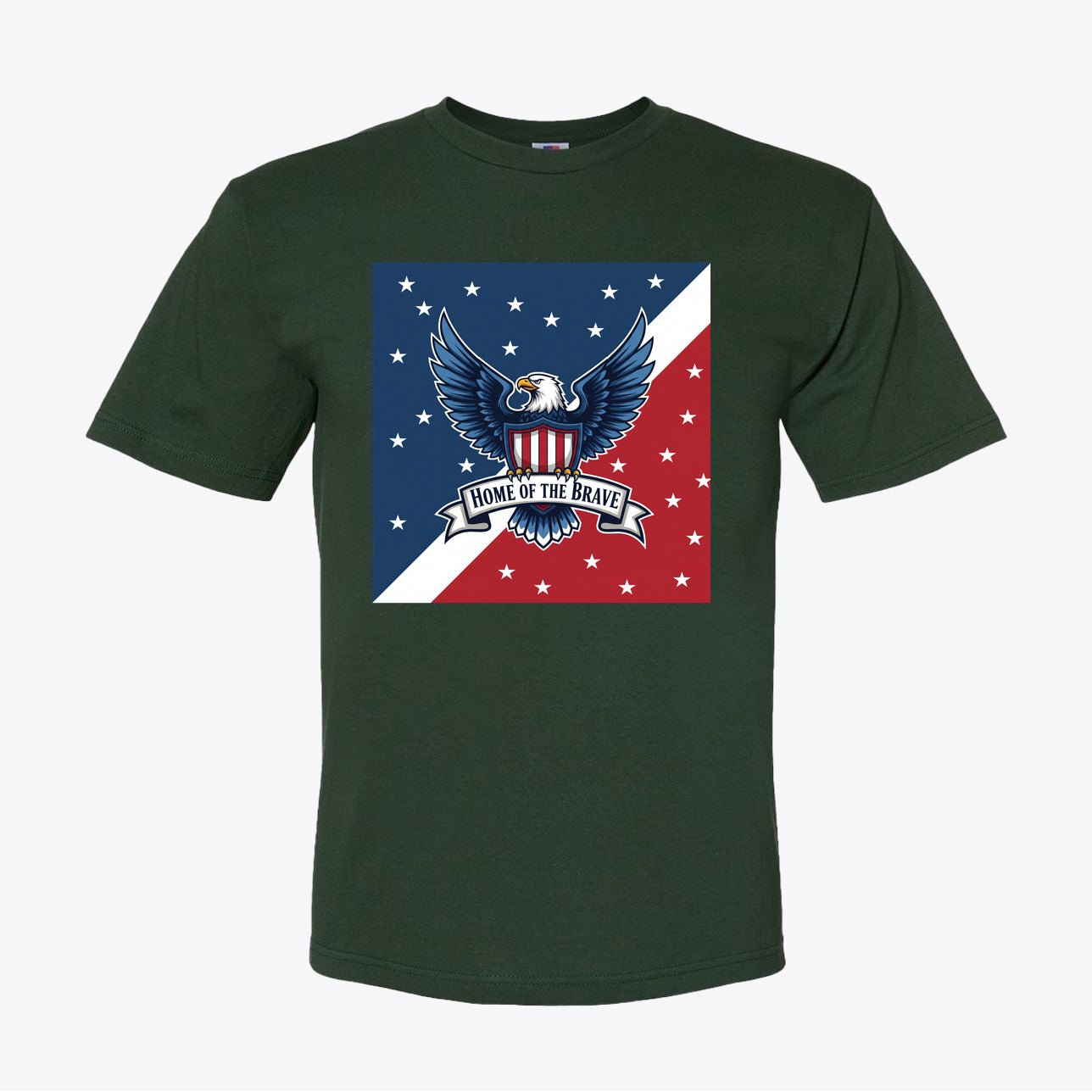Home of the Brave Patriotic Eagle T-Shirt - American Pride Shirt for Patriots - Red White Blue USA Design - My Maga Swag