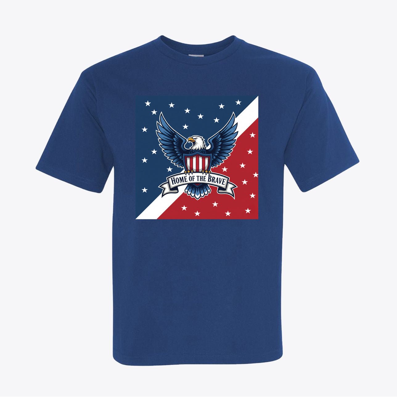 Home of the Brave Patriotic Eagle T-Shirt - American Pride Shirt for Patriots - Red White Blue USA Design - My Maga Swag