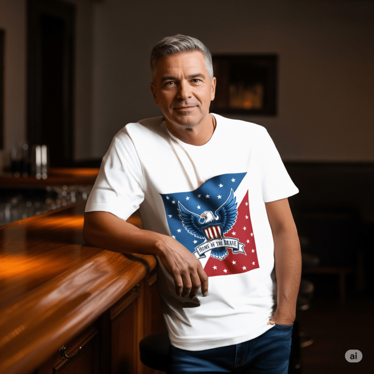 Home of the Brave Patriotic Eagle T-Shirt - American Pride Shirt for Patriots - Red White Blue USA Design - My Maga Swag