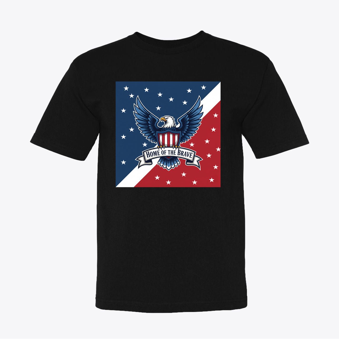 Home of the Brave Patriotic Eagle T-Shirt - American Pride Shirt for Patriots - Red White Blue USA Design - My Maga Swag