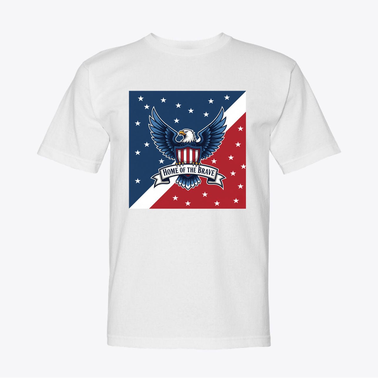 Home of the Brave Patriotic Eagle T-Shirt - American Pride Shirt for Patriots - Red White Blue USA Design - My Maga Swag