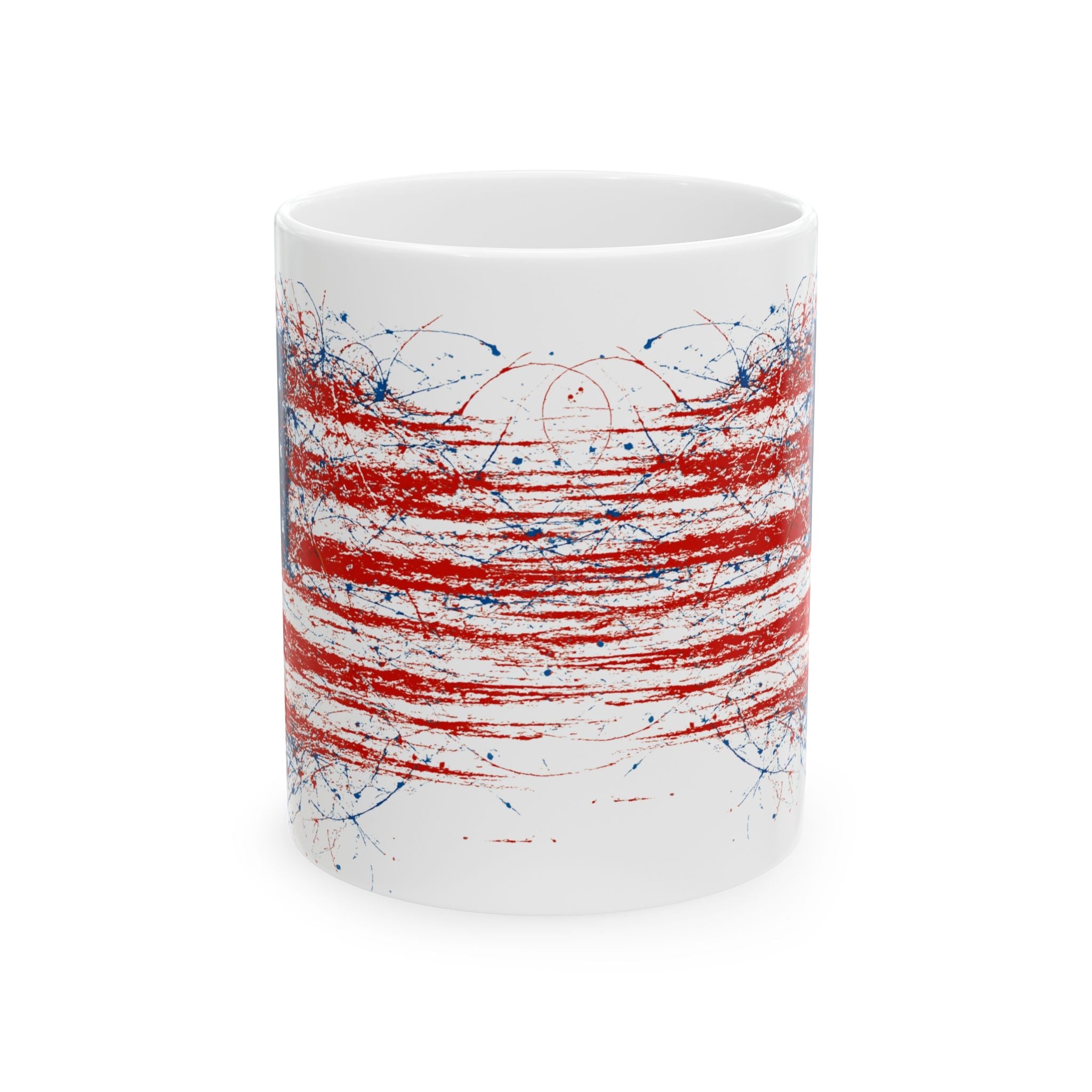 Patriotic Ceramic Mug, Coffee Cup, American Flag Red, White & Blue - My Maga Swag
