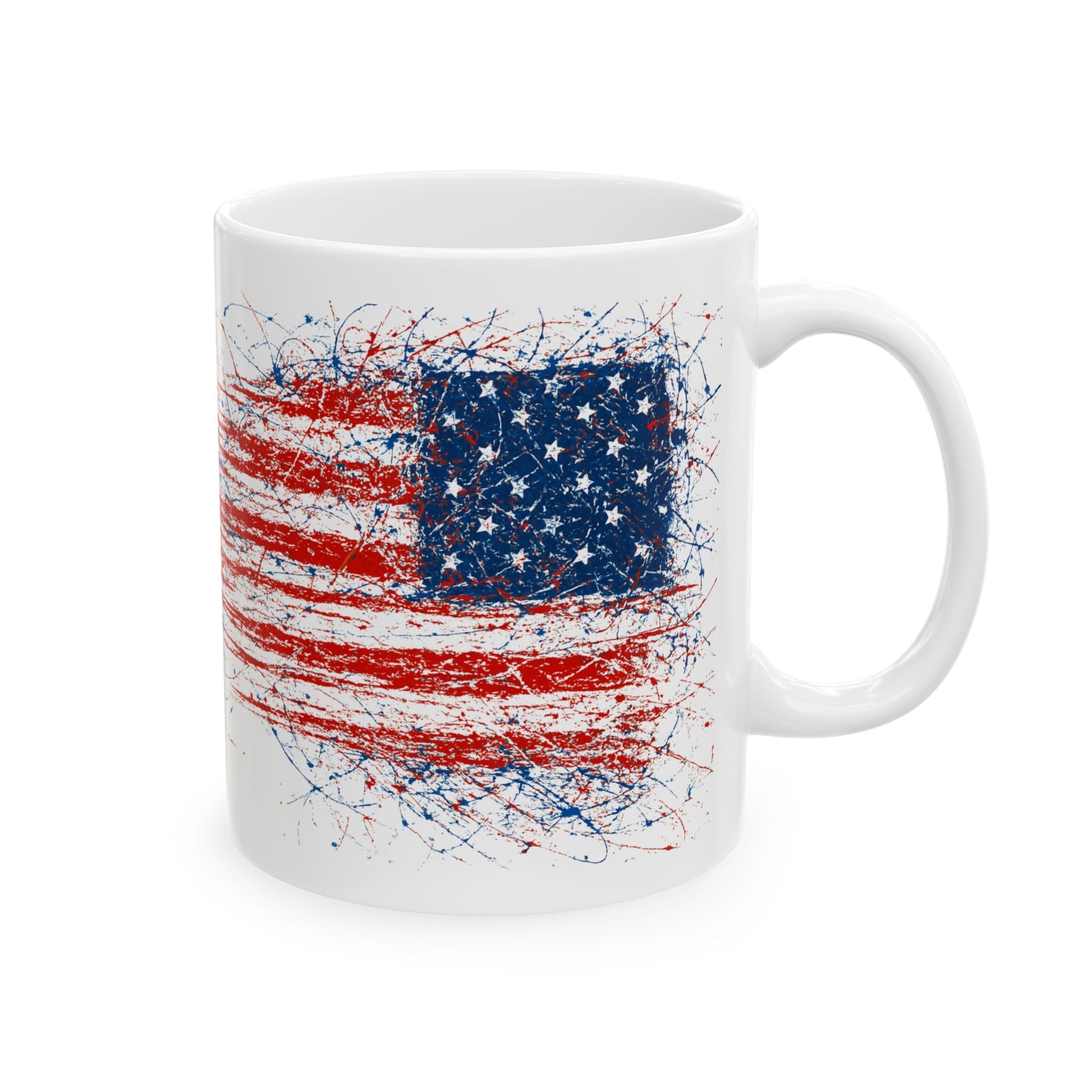 Patriotic Ceramic Mug, Coffee Cup, American Flag Red, White & Blue - My Maga Swag