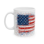 Patriotic Ceramic Mug, Coffee Cup, American Flag Red, White & Blue - My Maga Swag