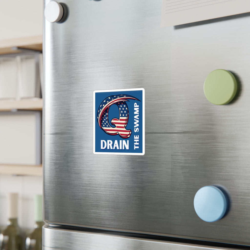 Patriotic "Q Drain The Swamp" Sticker - Premium American Flag Vinyl Sticker - My Maga Swag
