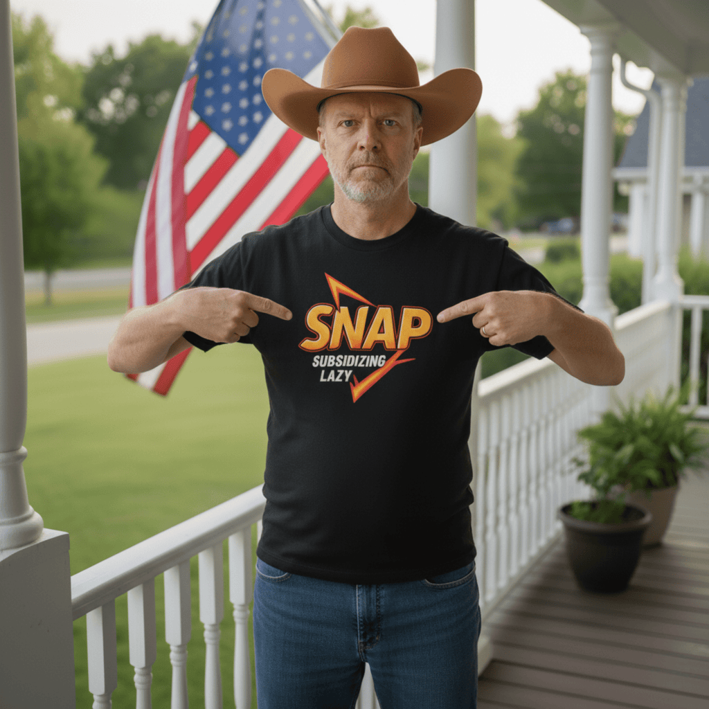 SNAP Satire Tee – “Subsidizing Lazy” Bold Graphic Shirt | Made in USA - My Maga Swag