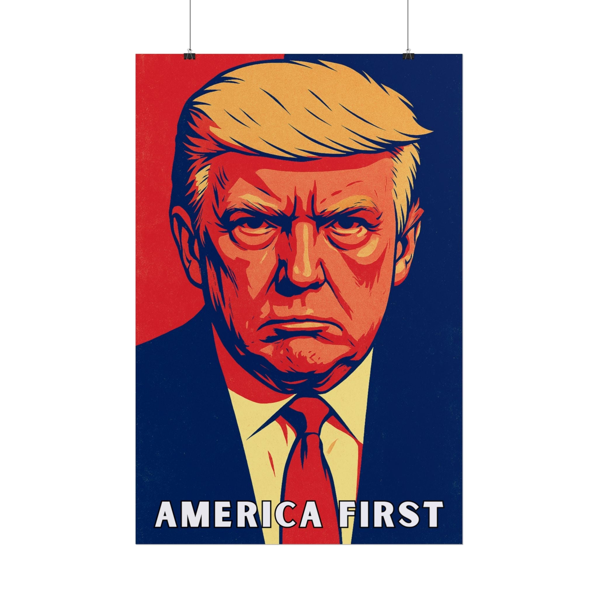Trump America First Poster - America First Political Art Print - Trump Campaign Memorabilia - Vintage Style Wall Art - My Maga Swag
