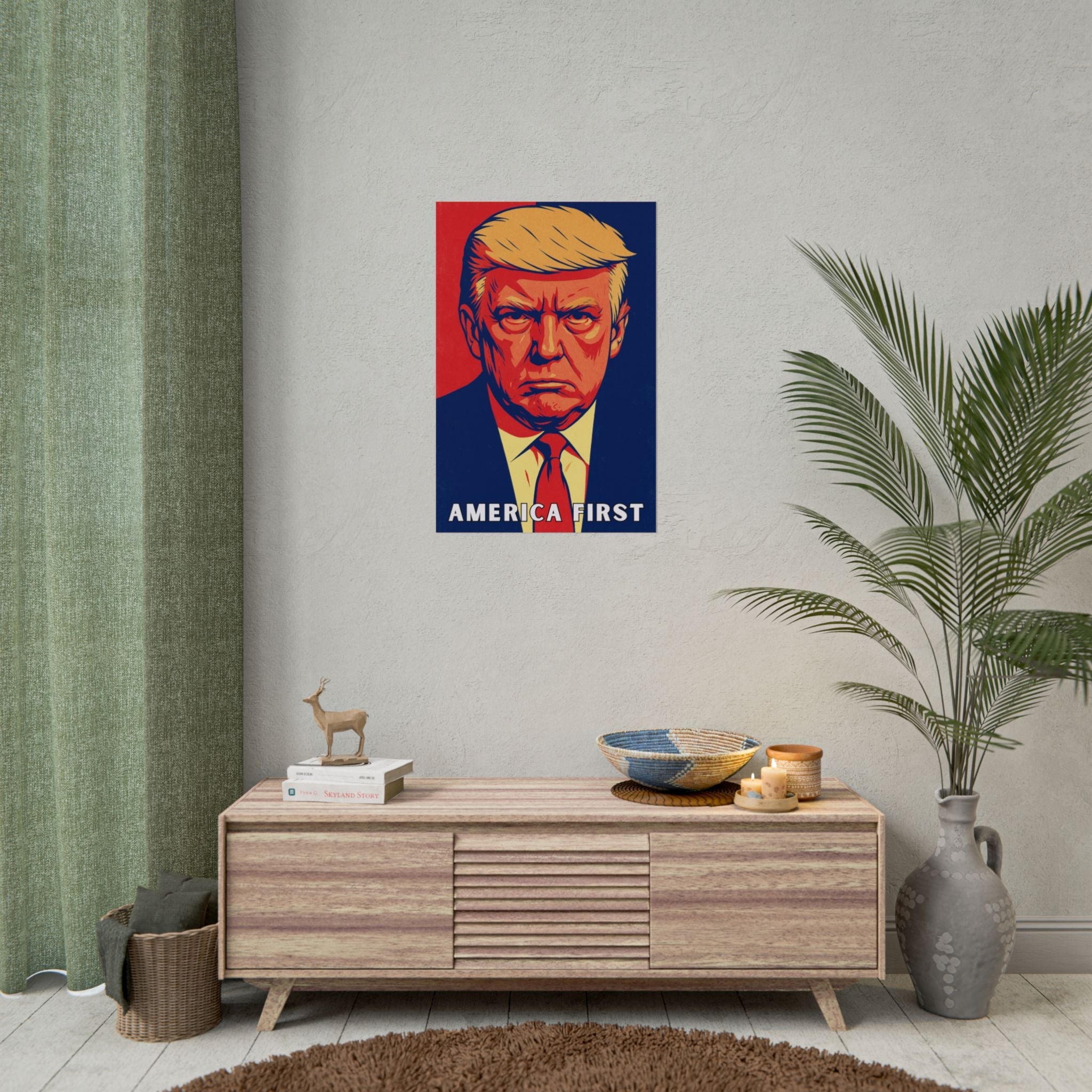 Trump America First Poster - America First Political Art Print - Trump Campaign Memorabilia - Vintage Style Wall Art - My Maga Swag