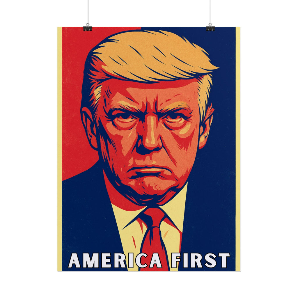 Trump America First Poster - America First Political Art Print - Trump Campaign Memorabilia - Vintage Style Wall Art - My Maga Swag