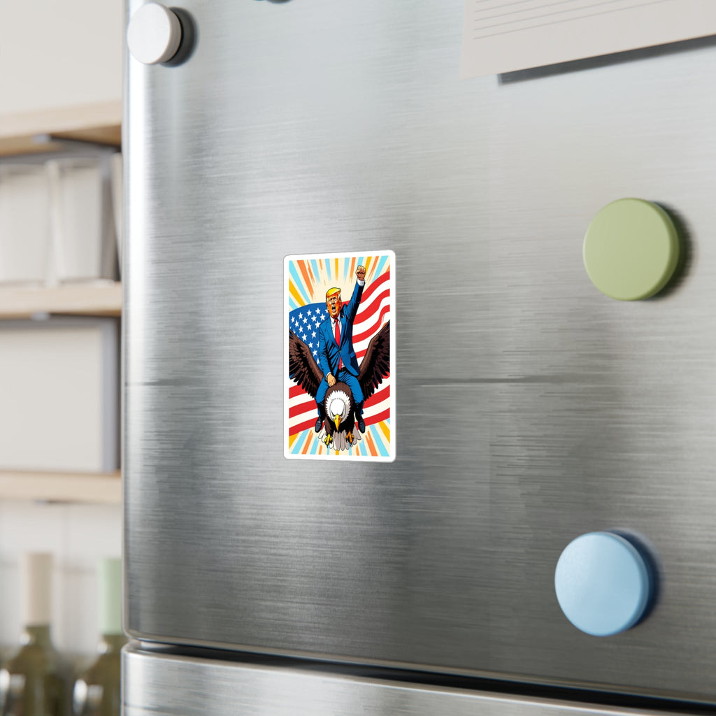 Trump Eagle Rider Sticker - Patriotic MAGA America First Decal - American Flag Design - My Maga Swag