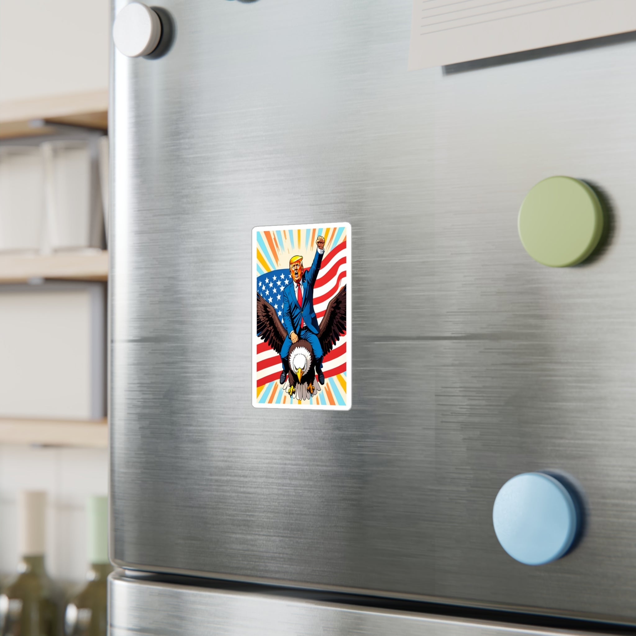 Trump Eagle Rider Sticker - Patriotic MAGA America First Decal - American Flag Design - My Maga Swag