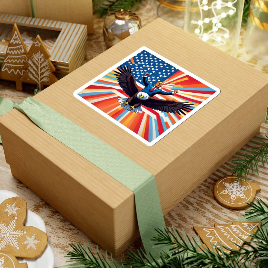 Trump Eagle Rider Sticker - Patriotic MAGA America First Decal - Square Design - My Maga Swag