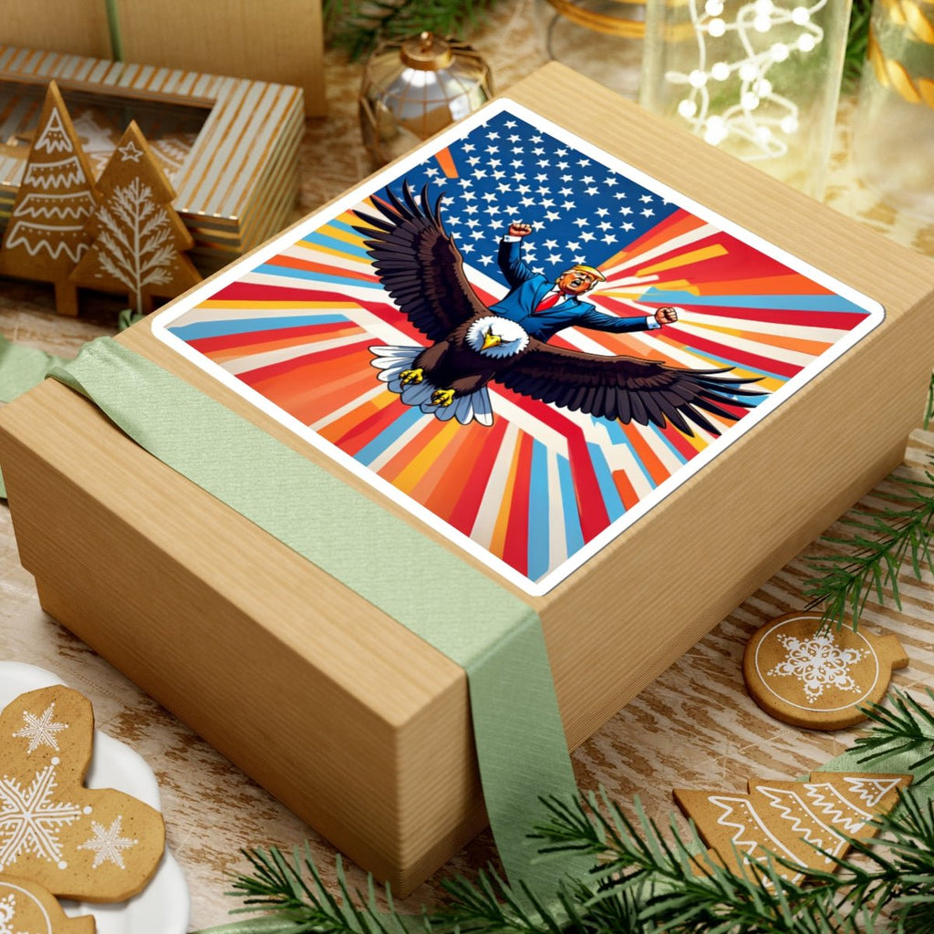 Trump Eagle Rider Sticker - Patriotic MAGA America First Decal - Square Design - My Maga Swag