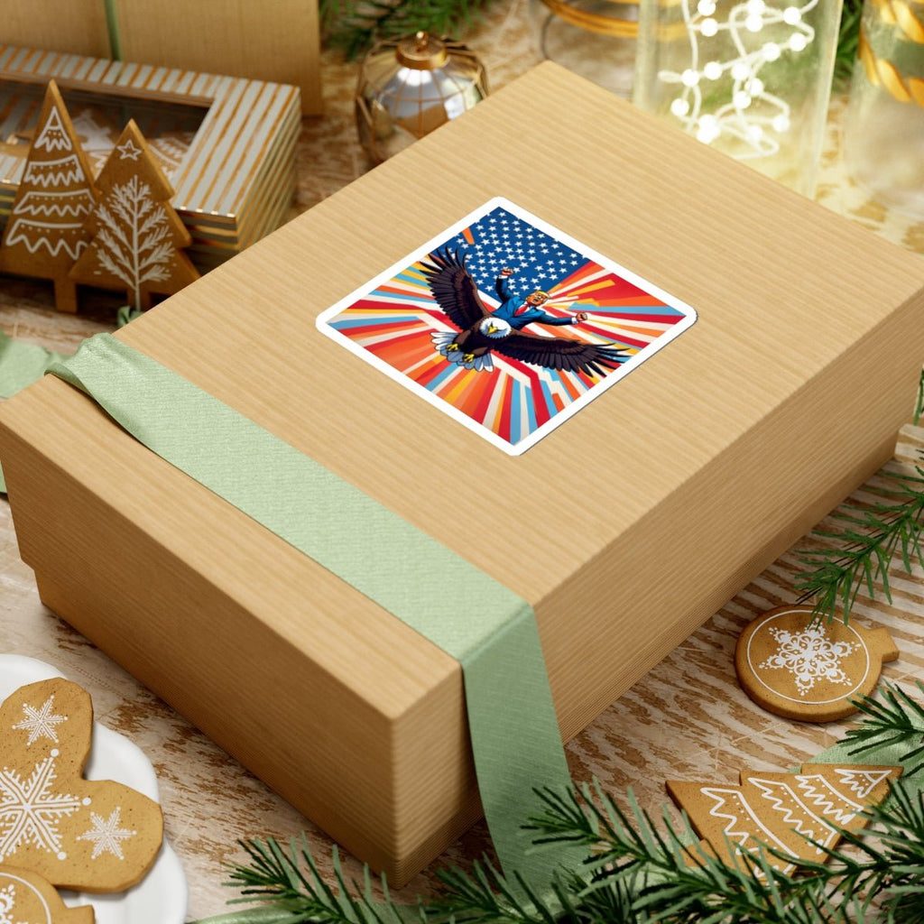 Trump Eagle Rider Sticker - Patriotic MAGA America First Decal - Square Design - My Maga Swag